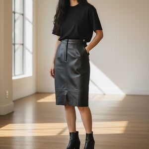 Bagutini pour Cygielman Italian Leather Skirt Lined Black Eu. 38 or US 6